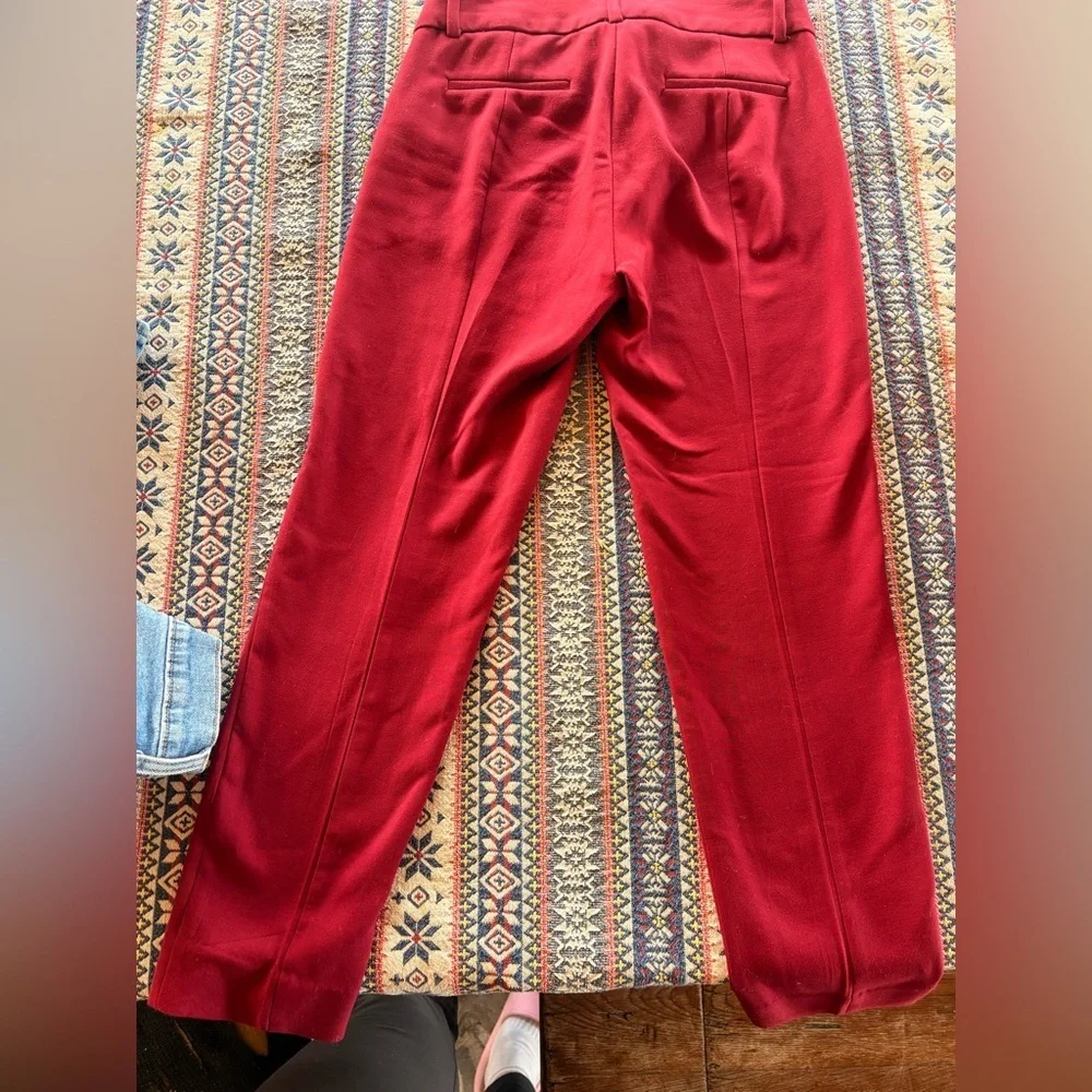 J. Crew NWOT Deep Red Cameron Matchstick Dress Pants Ankle Cropped size 2